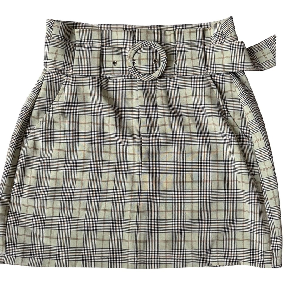 Sans Souci Plaid Belted Mini Skirt 90s Y2K Vibe Preppy Academia